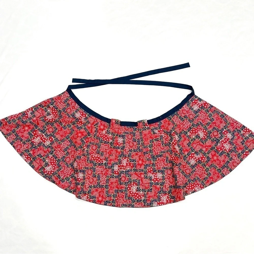 Vintage Multicolor Bandana Floral Print Reversible Half Apron Skirt